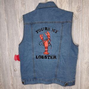 Culturefly Friends TV Show Denim Jean Vest YOU'RE MY LOBSTER Women's Size XS NEW